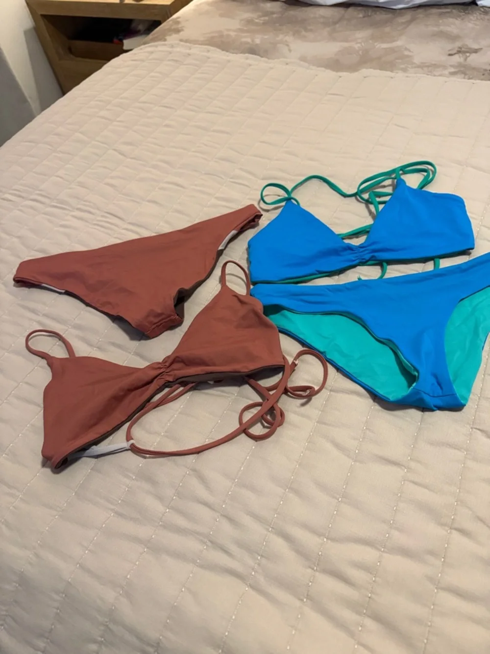 l*space Colorblock Reversible Teal & Brown Bikini Sets - size S tags removed - Picture 3 of 6